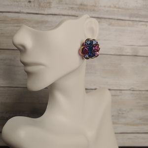 Swarovski Crystal Multicolored Flower Studded Earrings